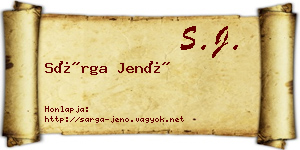 Sárga Jenő névjegykártya